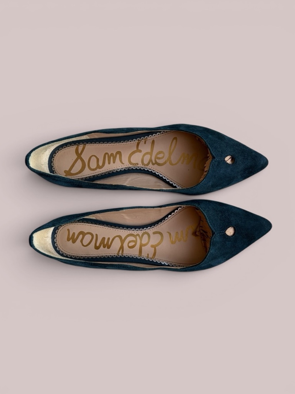 Sam Edelman Teal Pointed-Toe Suede Flats - Picture 14 of 16